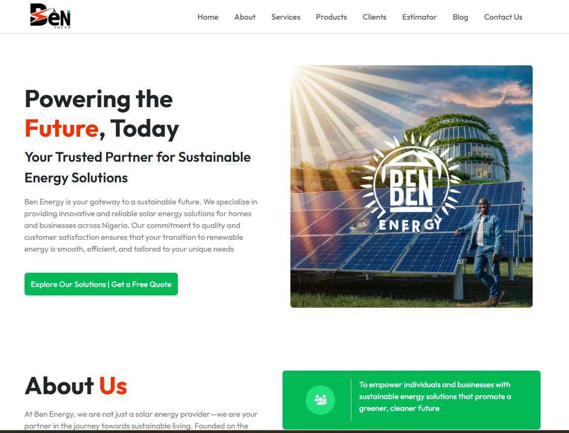 Ben Energy website preview